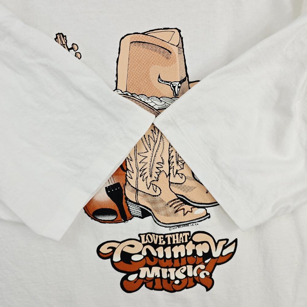 Vintage Love That Country Music Shirt XL White Boots Hat Single Stitch USA - Picture 5 of 12